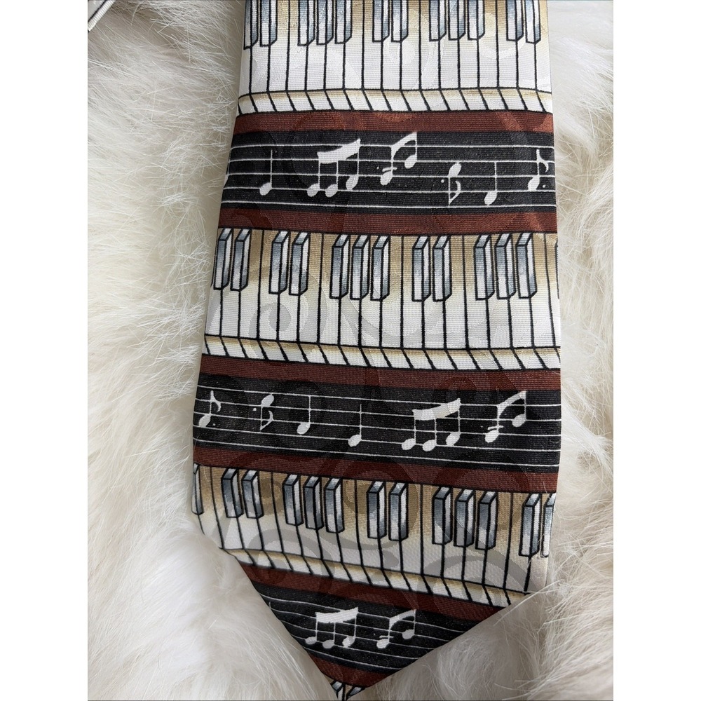 Baby Grand Piano Man Tie Necktie Music Song Musician Note Key Vintage 90s Y2K